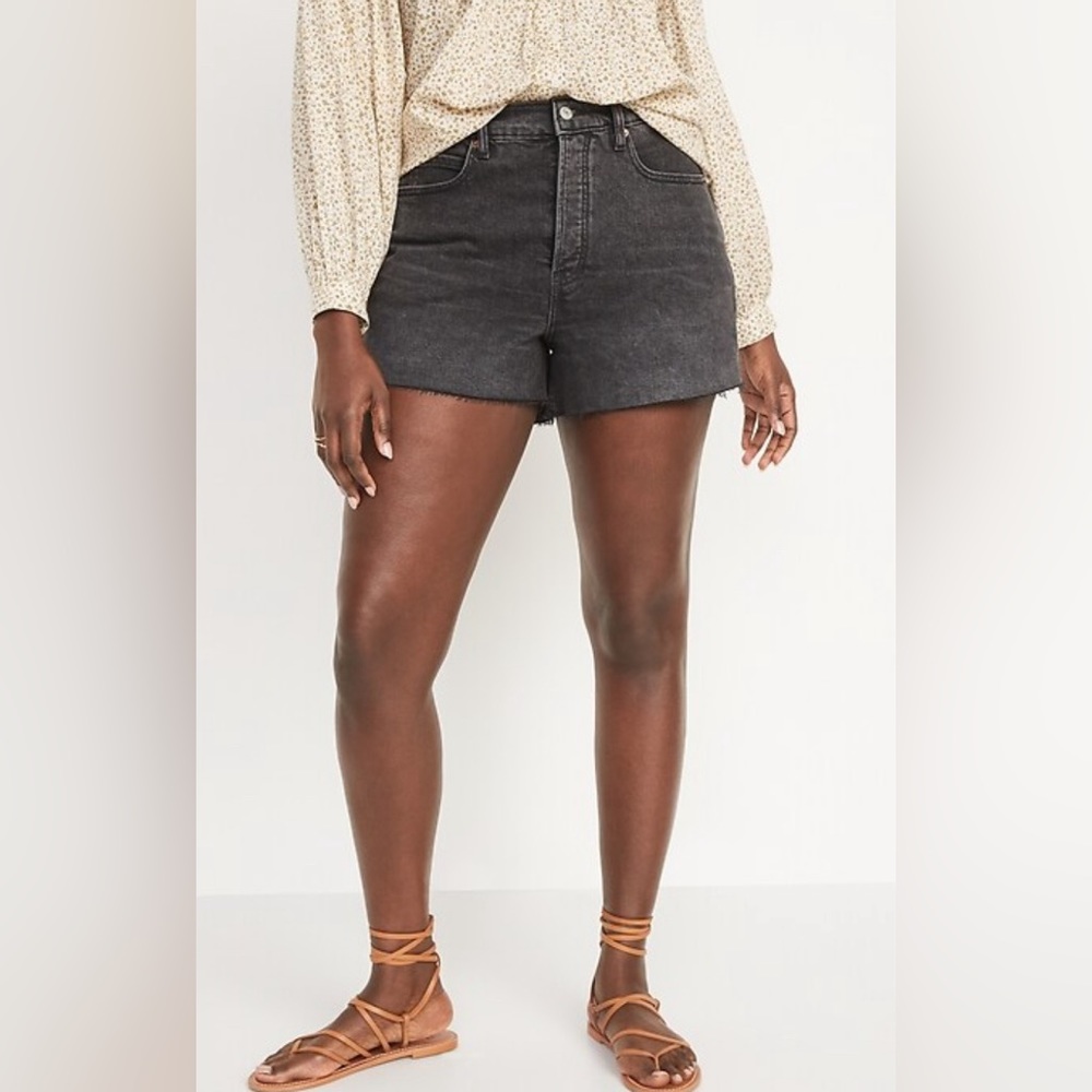 Black Cut Off Jean Shorts, Size 12